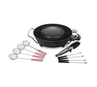 Tristar Korean Hot Pot Grill Fondue Schwarz Barbecue Coreano Numerosi Accessori Inclusi-3 L-4 persone-1800 W, Lega di Acciaio, Nero