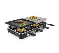 Tristar Raclette Grill, 2 x 21 x 23 cm, 1400 W, per 8 Persone | Piastra in alluminio pressofuso e pietra naturale, Termostato regolabile, Rivestimento antiaderente, Cavo 1 m, RA-2747