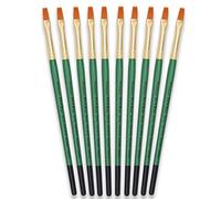 Tristar Serie 104 - Set di 10 pennelli con setole sintetiche piatte, n° 6, colore: Oro/Verde