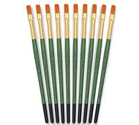 Tristar Serie 104 - Set di 10 pennelli con setole sintetiche piatte Taklon oro/manico verde piatto N°8 Manico Verde