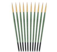Tristar Serie 104 - Set di 10 pennelli con setole sintetiche piatte Taklon oro/manico verde Rotondo N°2 Manico Verde