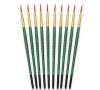 Tristar Serie 104 - Set di 10 pennelli con setole sintetiche piatte Taklon oro/manico verde Rotondo N°12 Manico Verde