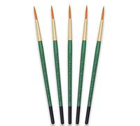 Tristar Serie 104 - Set di 5 pennelli con setole sintetiche piatte Taklon oro/manico verde Rotondo N°16 Manico Verde