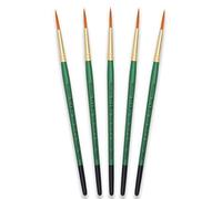Tristar Serie 104 - Set di 5 pennelli con setole sintetiche piatte Taklon oro/manico verde Rotondo N°14 Manico Verde