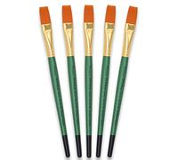 Tristar Serie 104 - Set di 5 pennelli sintetici piatti n°16 Taklon O/Manico Verde