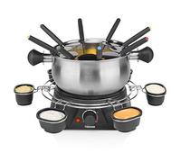 TRISTAR Fondue Family, 1,3 L, 8 persone, contenitori per salse, Indicatore del contenuto massimo, acciaio inox, 1400 W - nero acciaio inox 427148