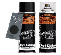 TRISTARcolor Bomboletta di Vernice per auto per KIA 9F Stone Black Perl +1K | Kit vernice di base + trasparente, bombolette spray 400ml