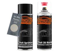 TRISTARcolor Vernice per auto Kit bombolette spray 2K per Alfa Romeo 022 Bianco Argento Metallic Bomboletta a spruzzo vernice di base 2 componenti vernice trasparente