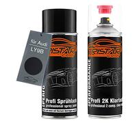 TRISTARcolor Vernice per auto Kit bombolette spray 2K per Audi LY9B Brillantschwarz/Negro Brillante Bomboletta a spruzzo vernice di base 2 componenti vernice trasparente