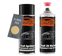 TRISTARcolor Vernice per auto Kit bombolette spray 2K per BMW 003 Condor Yellow Bomboletta a spruzzo vernice di base 2 componenti vernice trasparente