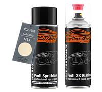 TRISTARcolor Vernice per auto Kit bombolette spray 2K per Fiat/Lancia 234 Bege Dolomiti I Bomboletta a spruzzo vernice di base 2 componenti vernice trasparente