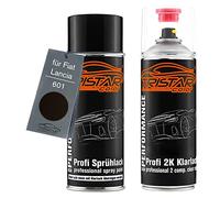 TRISTARcolor Vernice per auto Kit bombolette spray 2K per Fiat/Lancia 601 Nero Eclissi/Nero Masaccio Bomboletta a spruzzo vernice di base 2 componenti vernice trasparente
