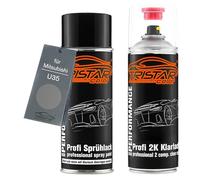 TRISTARcolor Vernice per auto Kit bombolette spray 2K per Mitsubishi U35 Moon Stone Grey Perl Metallic X. Bomboletta a spruzzo vernice di base 2 componenti vernice trasparente