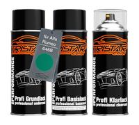 TRISTARcolor Vernice per auto Kit bombolette spray per Alfa Romeo 646B Verde Montreal Metallic vernice di fondo vernice di base vernice trasparente bomboletta a spruzzo 400ml