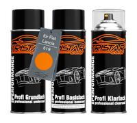 TRISTARcolor Vernice per auto Kit bombolette spray per Fiat/Lancia 519 Arancio Narciso/Pastel Goa Orange vernice di fondo, di base, trasparente