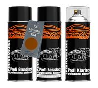 TRISTARcolor Vernice per auto Kit bombolette spray per Hyundai T5A Mandarin Orange Metallic vernice di fondo vernice di base vernice trasparente bomboletta a spruzzo 400ml