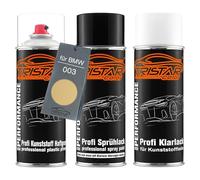 TRISTARcolor Vernice per auto Kit bombolette spray per paraurti di plastica per BMW 003 Condor Yellow base adesiva vernice di base vernice trasparente con plastificante
