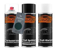 TRISTARcolor Vernice per auto Kit bombolette spray per paraurti di plastica per Daihatsu G37 British Green Perl base adesiva vernice di base vernice trasparente con plastificante