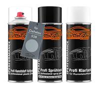 TRISTARcolor Vernice per auto Kit bombolette spray per paraurti di plastica per Daihatsu S28 Arktis Silber Metallic base adesiva vernice di base vernice trasparente con plastificante