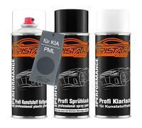 TRISTARcolor Vernice per auto Kit bombolette spray per paraurti di plastica per KIA PML Panthera Metallic base adesiva vernice di base vernice trasparente con plastificante