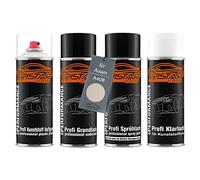 TRISTARcolor Vernice per auto Kit bombolette spray per plastica per Aixam A408 Blanc Nacre base adesiva vernice di fondo vernice di base vernice trasparente con plastificante