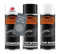 TRISTARcolor Vernice per auto Kit bombolette spray per plastica per Aston Martin AST1138D Cumberland Grey Metallic base adesiva vernice di base vernice trasparente con plastificante