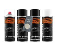 TRISTARcolor Vernice per auto Kit bombolette spray per plastica per BMW A96 Mineralweiss Perl base adesiva vernice di fondo vernice di base vernice trasparente con plastificante