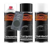 TRISTARcolor Vernice per auto Kit bombolette spray per plastica per Datsun/Infiniti/Nissan G64 Dark Gray base adesiva vernice di base vernice trasparente con plastificante
