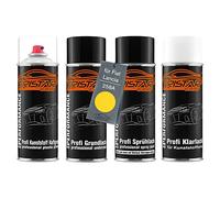 TRISTARcolor Vernice per auto Kit bombolette spray per plastica per Fiat/Lancia 258A Giallo Ginestra base adesiva vernice di fondo, di base, trasparente con plastificante