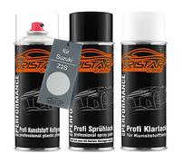 TRISTARcolor Vernice per auto Kit bombolette spray per plastica per Suzuki Z2S Silky Silver Metallic/Quicksilver Metallic base adesiva vernice di base, trasparente con plastificante