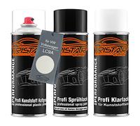 TRISTARcolor Vernice per auto Kit bombolette spray per plastica per VW/Volkswagen LC9A Pure White/Oryxweiss base adesiva vernice di base vernice trasparente con plastificante