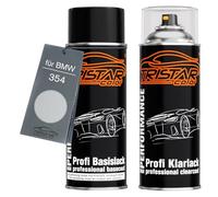 TRISTARcolor Vernice per auto Kit di bombolette spray per BMW 354 Silver Metallic/Titansilber Metallic vernice di base vernice trasparente bomboletta a spruzzo 400ml