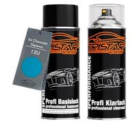 TRISTARcolor Vernice per auto Kit di bombolette spray per Chevrolet/Daewoo 12U Ocean Blue Metallic vernice di base vernice trasparente bomboletta a spruzzo 400ml