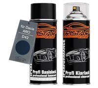 TRISTARcolor Vernice per auto Kit di bombolette spray per Dacia/ARO D42 Bleu Navy/Marine Blau vernice di base vernice trasparente bomboletta a spruzzo 400ml