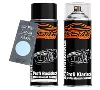 TRISTARcolor Vernice per auto Kit di bombolette spray per Fiat/Lancia 294A Azzurro Casanova/Azzurro Cuor Leggero vernice di base vernice trasparente bomboletta a spruzzo 400ml