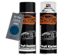 TRISTARcolor Vernice per auto Kit di bombolette spray per Fiat/Lancia 498A Blu Lido Metallic vernice di base vernice trasparente bomboletta a spruzzo 400ml