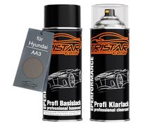 TRISTARcolor Vernice per auto Kit di bombolette spray per Hyundai AA3 Sirius Silver Metallic vernice di base vernice trasparente bomboletta a spruzzo 400ml