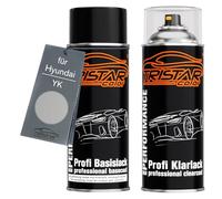 TRISTARcolor Vernice per auto Kit di bombolette spray per Hyundai YK Warm Silver Metallic/Sahara Silver Metallic vernice di base vernice trasparente bomboletta a spruzzo 400ml