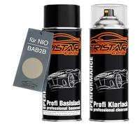 TRISTARcolor Vernice per auto Kit di bombolette spray per NIO BAB2B Bilbao Beige Metallic vernice di base vernice trasparente bomboletta a spruzzo 400ml