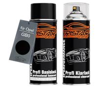 TRISTARcolor Vernice per auto Kit di bombolette spray per Opel GB0 Black Meet Kettle 3 Metallic vernice di base vernice trasparente bomboletta a spruzzo 400ml
