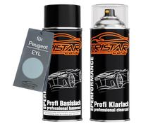 TRISTARcolor Vernice per auto Kit di bombolette spray per Peugeot EYL Gris Iceland Metallic/Grigio Islanda Metallic vernice di base vernice trasparente bomboletta a spruzzo 400ml