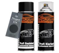 TRISTARcolor Vernice per auto Kit di bombolette spray per Peugeot KTA Gris Carlinite Nacre/Carlinite Grau Metallic vernice di base vernice trasparente bomboletta a spruzzo 400ml
