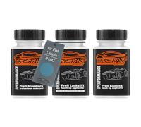 TRISTARcolor Vernice per auto Kit stilo di ritocco per Fiat/Lancia 018C Blue Italia Perl Vernice di fondo vernice di base vernice trasparente ognuno 50ml