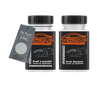 TRISTARcolor Vernice per auto Kit stilo di ritocco per Ford ZJNC Gris Lunaire Metallic/Plata Perla Metallic Vernice di base vernice trasparente ognuno 50ml