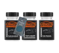 TRISTARcolor Vernice per auto Kit stilo di ritocco per Peugeot ECN Alchemy Blue Metallic Vernice di fondo vernice di base vernice trasparente ognuno 50ml