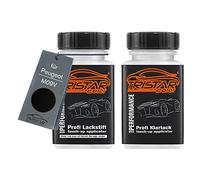 TRISTARcolor Vernice per auto Kit stilo di ritocco per Peugeot M09V Nera Black Nacre/Negro Perla Nera Vernice di base vernice trasparente ognuno 50ml
