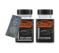 TRISTARcolor Vernice per auto Kit stilo di ritocco per Volvo 727 Pebble Grey Metallic Vernice di base vernice trasparente ognuno 50ml