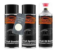 TRISTARcolor Vernice per moto Kit bombolette spray 2K per Piaggio Scooters 566 Bianco Perla Vernice di fondo vernice di base 2 componenti vernice trasparente bomboletta a spruzzo