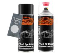 TRISTARcolor Vernice per moto Kit bombolette spray 2K per Piaggio Scooters P9/3 Bianco Bomboletta a spruzzo vernice di base 2 componenti vernice trasparente