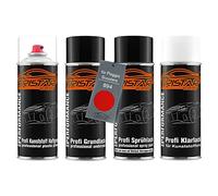 TRISTARcolor Vernice per moto Kit bombolette spray per plastica per Piaggio Scooters 894 Rosso Dragon base adesiva vernice di fondo vernice di base vernice trasparente con plastificante
